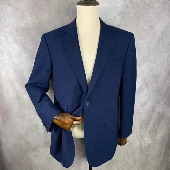 Charles Tyrwhitt Blazer Jacket Men 42R Navy Sport Coat Classic Fit Wool Dapper